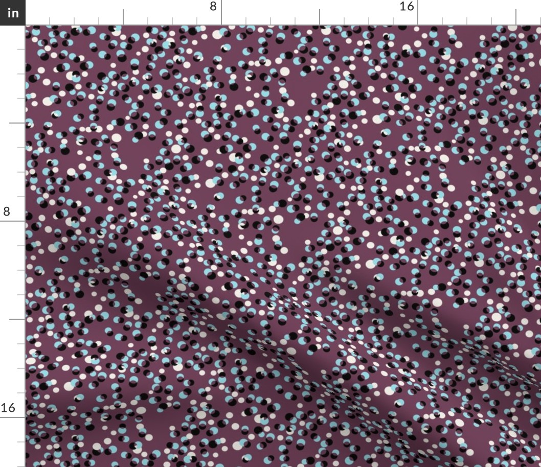 Vintage confetti dots in plum - light blue - white - black