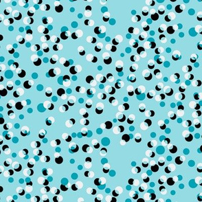 Vintage confetti dots in light bright blues - white - black