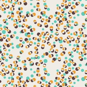 Vintage confetti dots in natural with yellow - jade green - brown