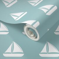 sailboats - nautical - dusty blue LAD19