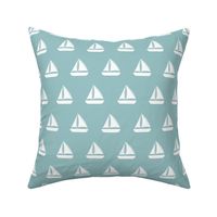 sailboats - nautical - dusty blue LAD19