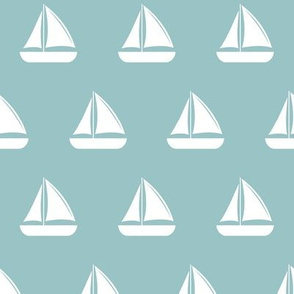 sailboats - nautical - dusty blue LAD19