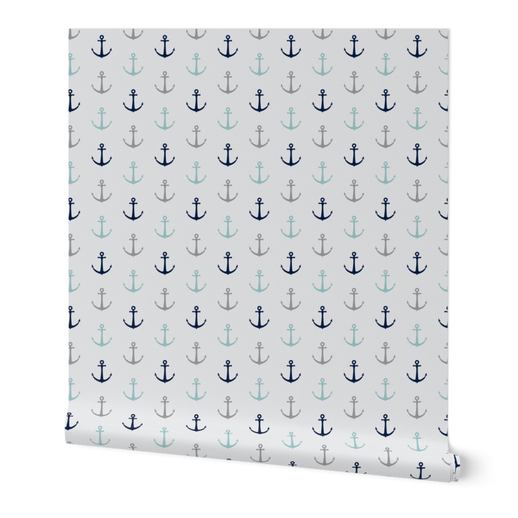 anchors - multi colored blue and navy on grey - LAD19