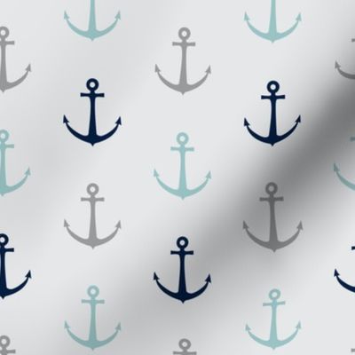 anchors - multi colored blue and navy on grey - LAD19