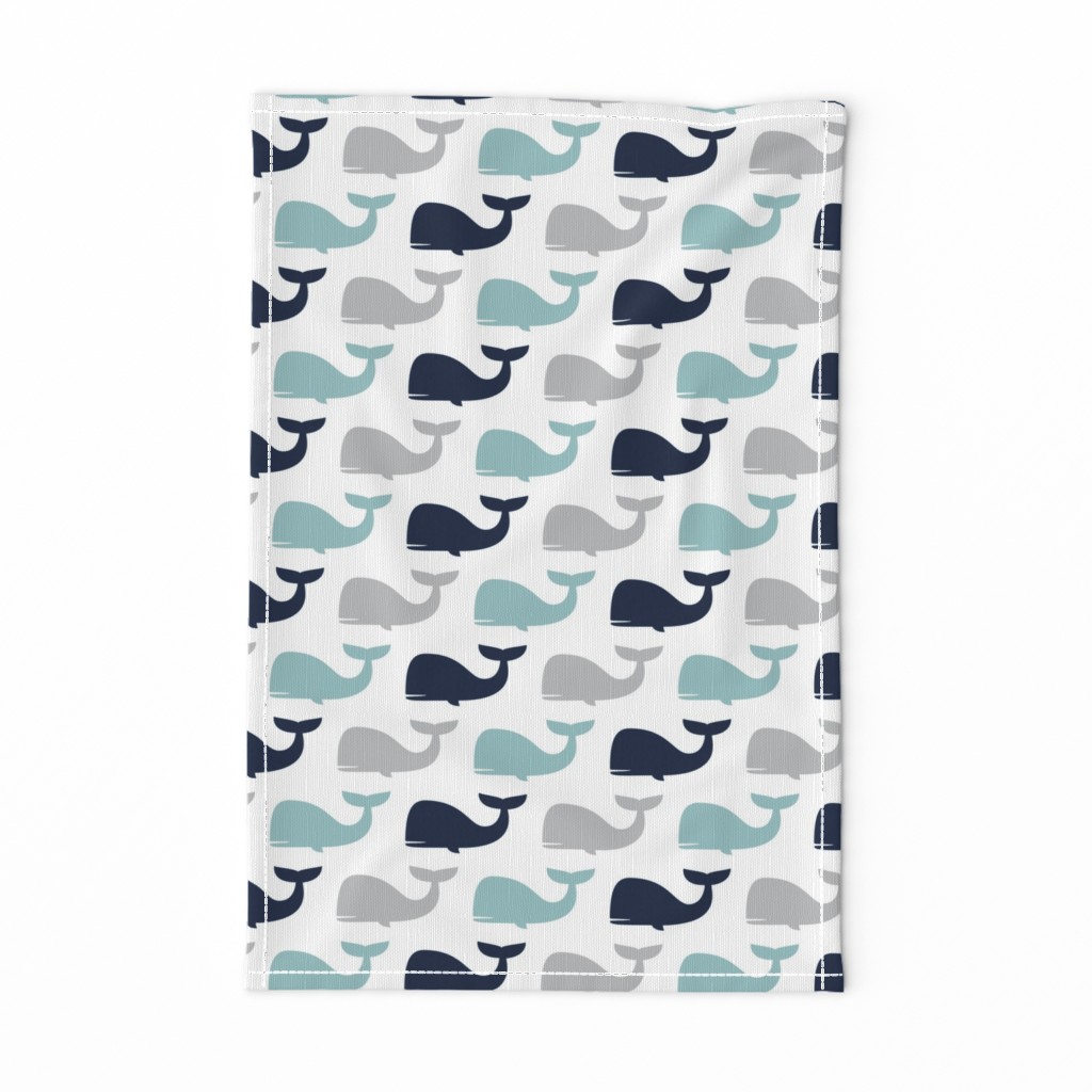 whales - nautical fabric - navy and dusty blue LAD19