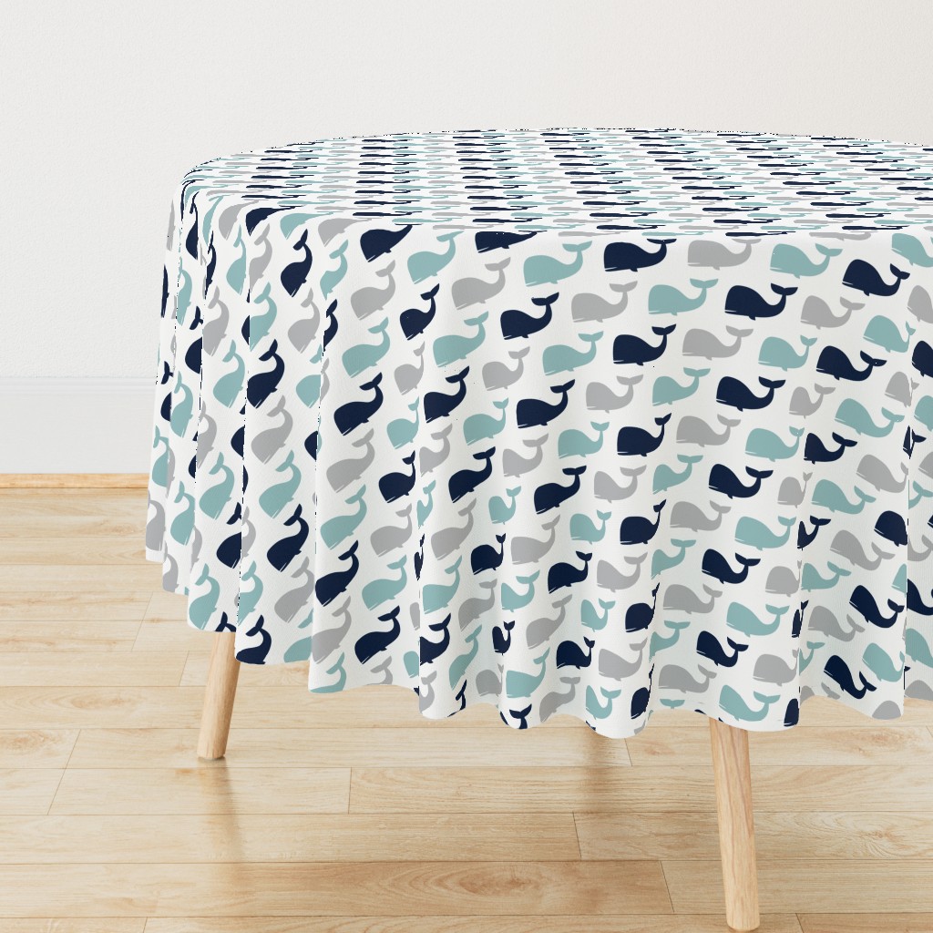 whales - nautical fabric - navy and dusty blue LAD19