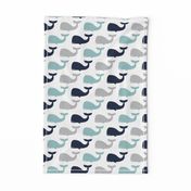 whales - nautical fabric - navy and dusty blue LAD19