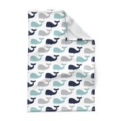 whales - nautical fabric - navy and dusty blue LAD19