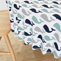 whales - nautical fabric - navy and dusty blue LAD19