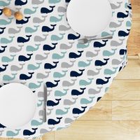whales - nautical fabric - navy and dusty blue LAD19
