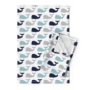 whales - nautical fabric - navy and dusty blue LAD19