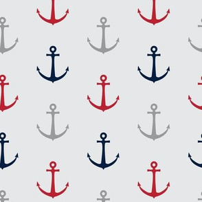 anchors - multi red and navy - nautical LAD19