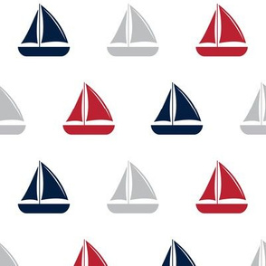 sailboats - nautical - red and navy  LAD19