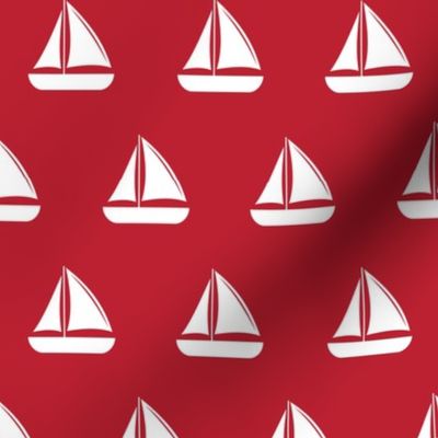 sailboats - nautical - red  LAD19