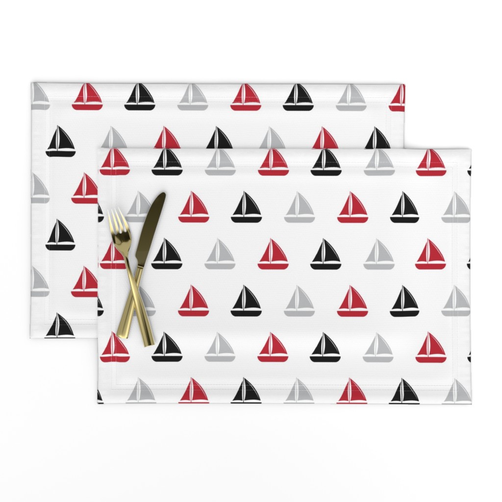 sailboats - nautical - black and red  LAD19