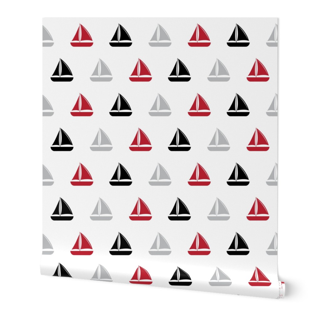 sailboats - nautical - black and red  LAD19