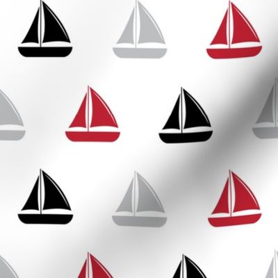 sailboats - nautical - black and red  LAD19