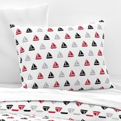 sailboats - nautical - black and red  LAD19