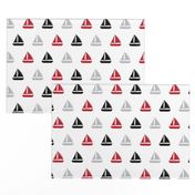 sailboats - nautical - black and red  LAD19