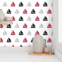 sailboats - nautical - black and red  LAD19