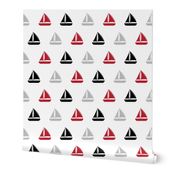 sailboats - nautical - black and red  LAD19