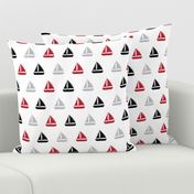 sailboats - nautical - black and red  LAD19