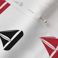 sailboats - nautical - black and red  LAD19