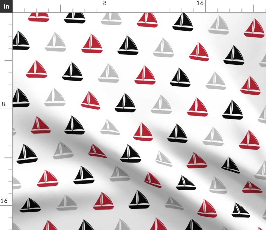 sailboats - nautical - black and red  LAD19