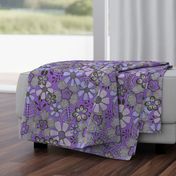 Fanciful Flowers, linen, purple