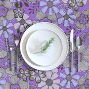 Fanciful Flowers, linen, purple