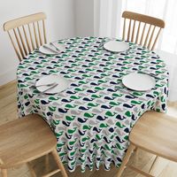 whales - nautical fabric - navy and green LAD19