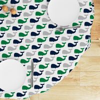 whales - nautical fabric - navy and green LAD19