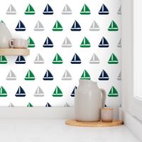 sailboats - nautical - navy and green LAD19