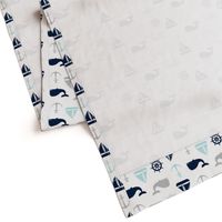 nautical in navy, blue & grey - whale, sailboat, anchor,  wheel LAD19