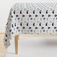 nautical in navy, blue & grey - whale, sailboat, anchor,  wheel LAD19