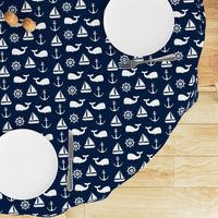 nautical on navy - whale, sailboat, anchor,  wheel LAD19