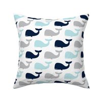 whales - nautical fabric - navy and blue LAD19