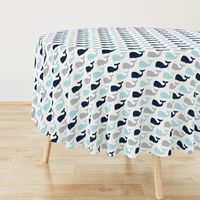 whales - nautical fabric - navy and blue LAD19