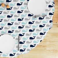 whales - nautical fabric - navy and blue LAD19