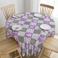 Nautical Patchwork - Mightier than the waves in the sea - Sailboat, Anchor, Wheel, Whale -  Purple and Grey (90)  LAD19