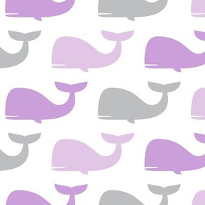 whales - nautical fabric - purple and grey LAD19