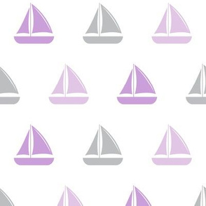 sailboats - nautical - purple and grey LAD19