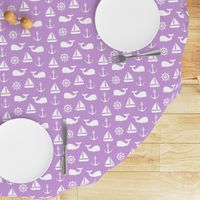 nautical on purple - whale, sailboat, anchor,  wheel LAD19