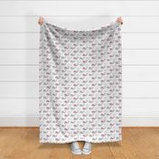 whales - nautical fabric - mauve and grey 