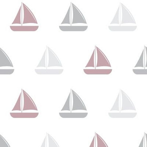 sailboats - nautical - mauve and grey LAD19