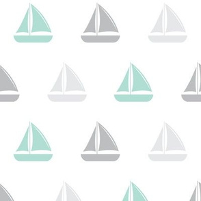 sail boats - nautical - aqua and grey  LAD19