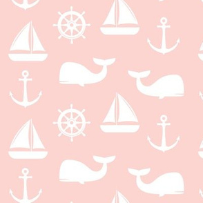 nautical on pink - whale, sailboat, anchor,  wheel LAD19