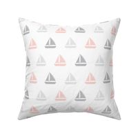 sailboats - nautical - pink & grey LAD19