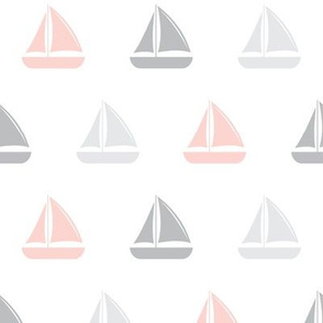 sailboats - nautical - pink & grey LAD19