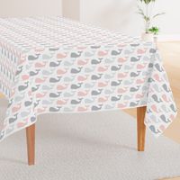 whales - nautical fabric - pink and grey LAD19